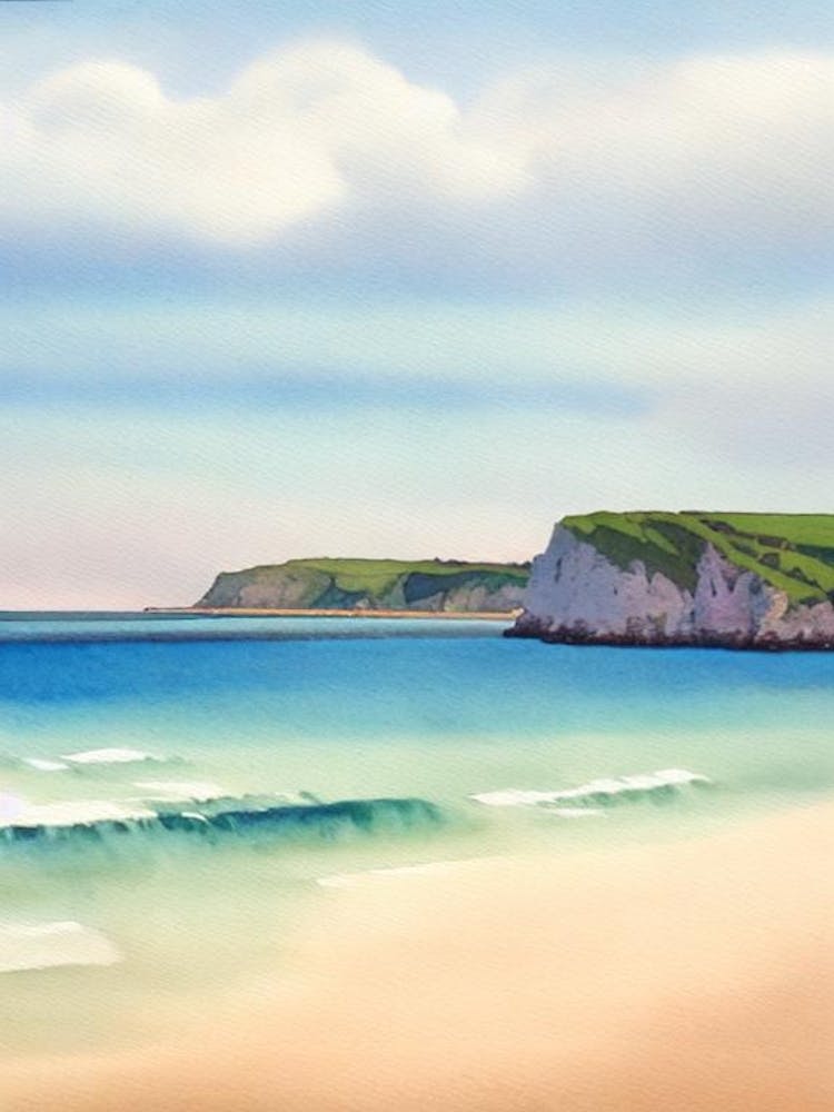 Tenby South Beach, Pembrokeshire, Wales Watercolour