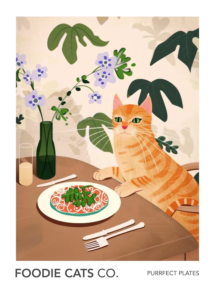 Foodie Cats Co Cat And Pasta With Spinach