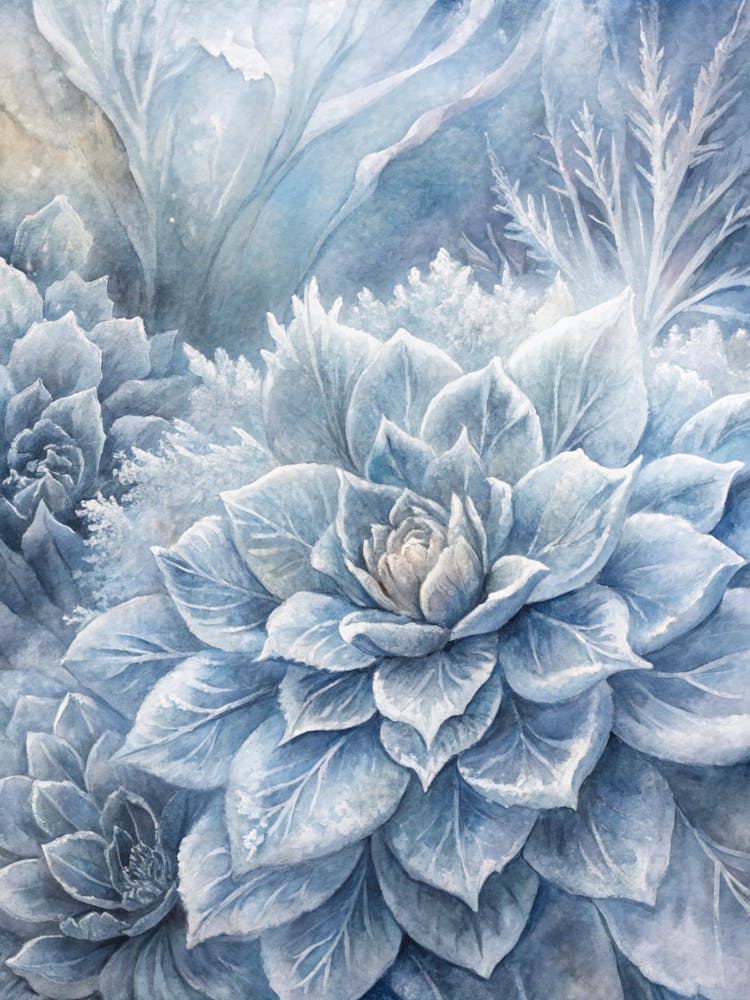 A Detailed View Of Frost Flowers Forming Intricate (1)