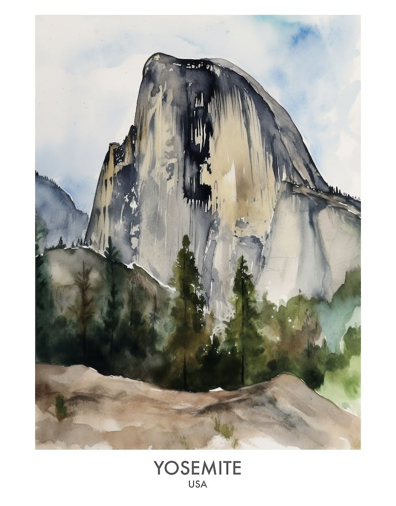 Yosemite 2 Aquarell-Reiseposter