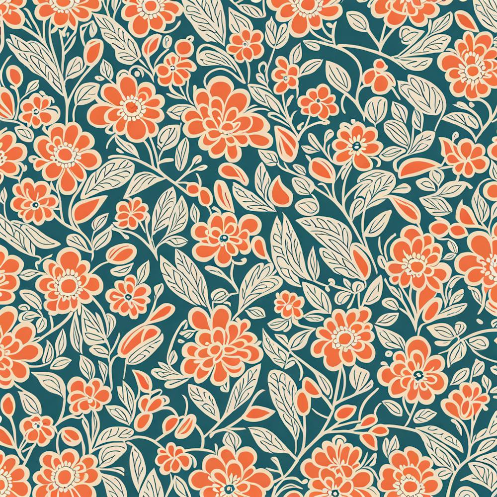 Mid Century inspired modern Seamless floral Pattern, 260