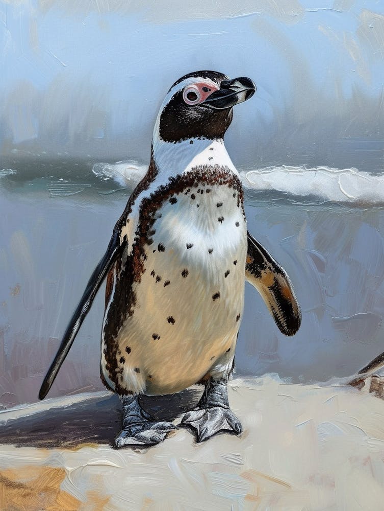 African Penguin Gold Harbour Oil Painting 4