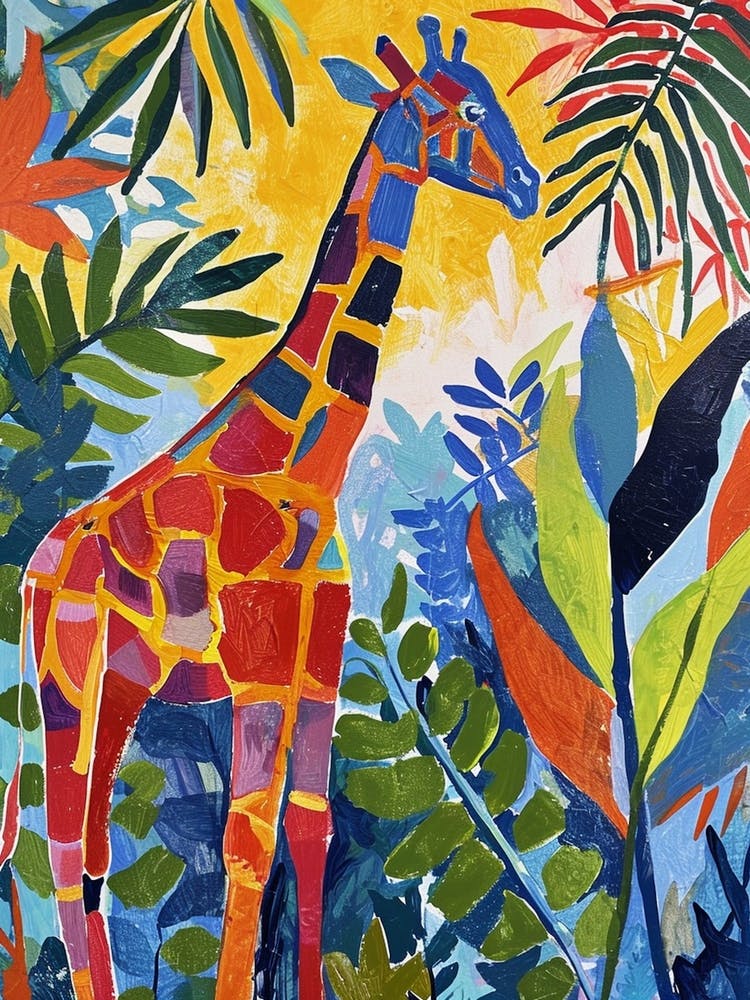 Colourful Giraffe Lead Pattern Painting 3