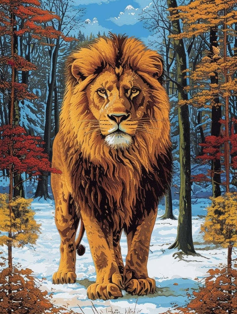 African Lion Relief Illustration Seasons 1