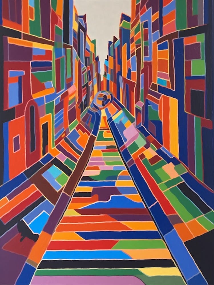 Painting Of Amsterdam  In The Style Of Minimalism