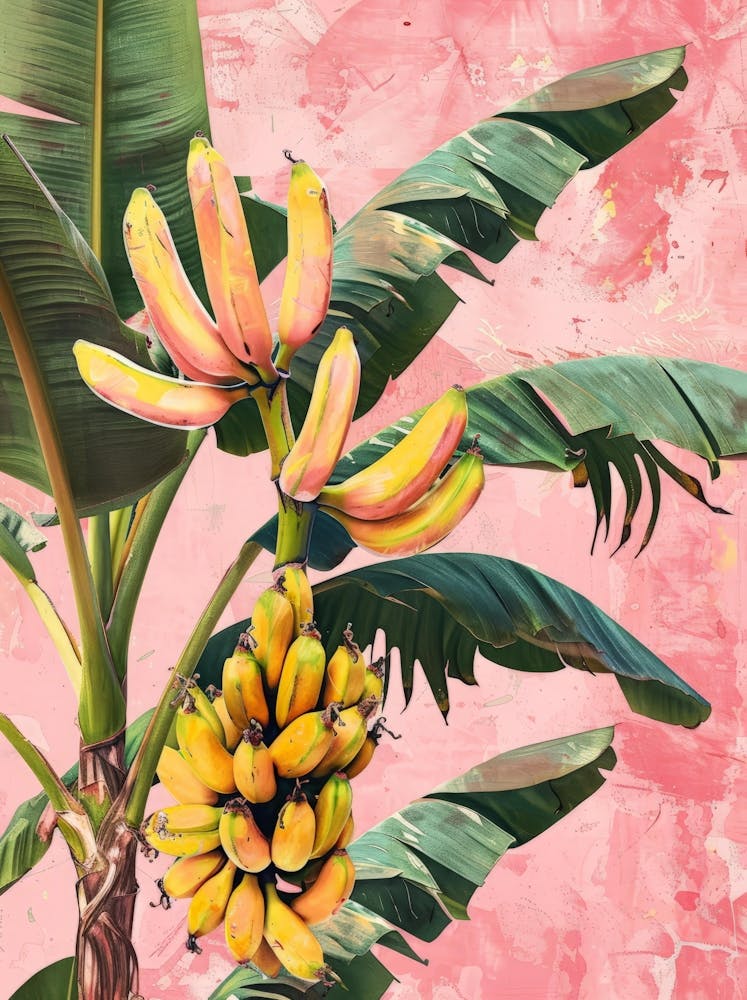 Bananas On A Pink Background