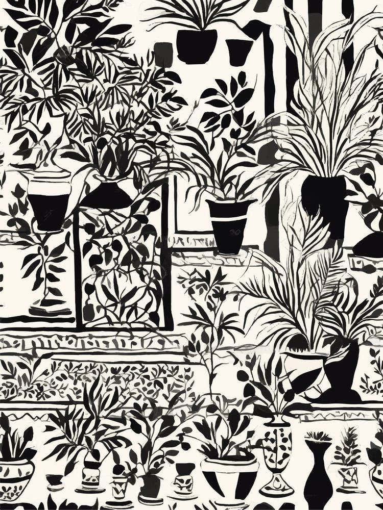 Room Full Of Plants black and white