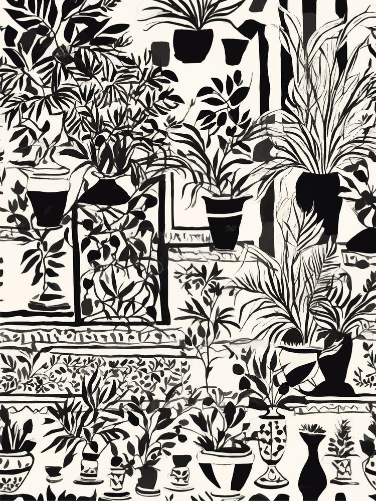 Room Full Of Plants black and white