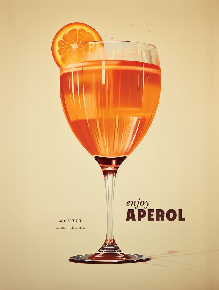 Art Deco Inspired Italy Aperol Spritz Poster
