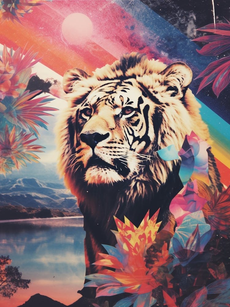 Tiger Retro Space Collage 1
