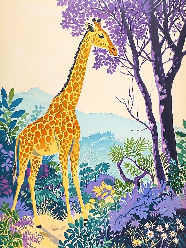Sweet Giraffe Colourful Illustration 3