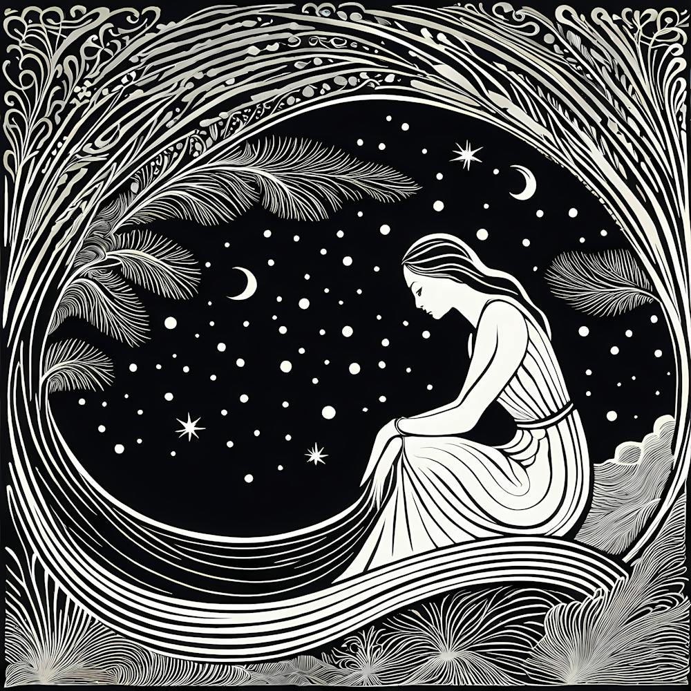A Linocut inspired woman art, 132