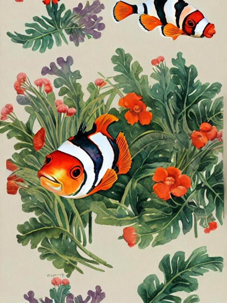 Clownfish Vintage Graphic Watercolour