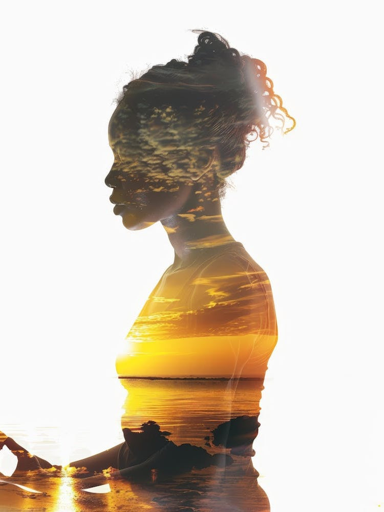 Silhouette Of A Woman At Sunset