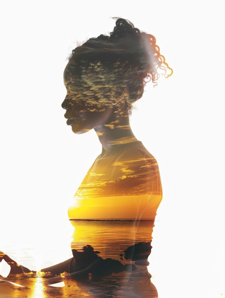 Silhouette Of A Woman At Sunset
