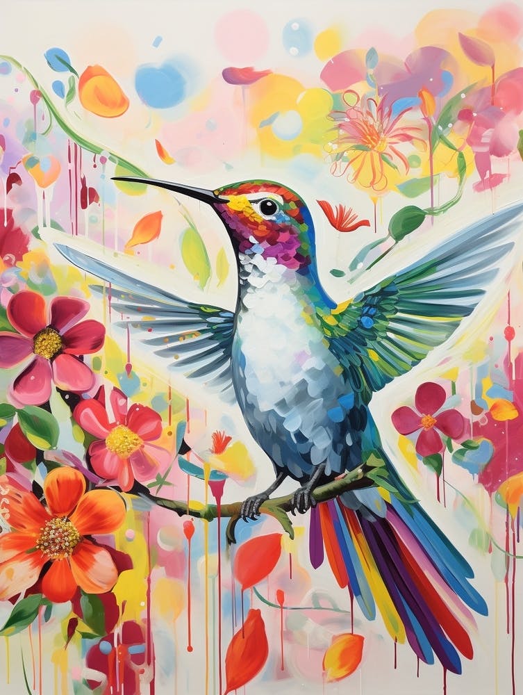Peinture d'oiseau colorée Colibri 2