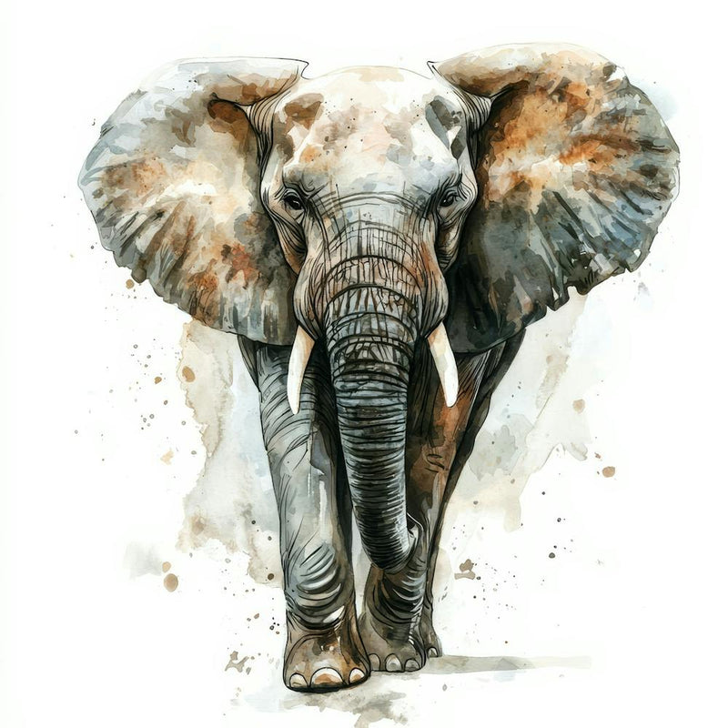 Elephant Watercolour Painting.Generated AI. Wall