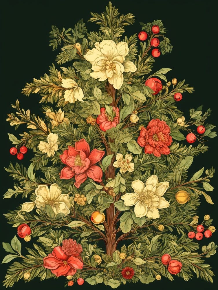 William Morris Style Christmas Tree 3