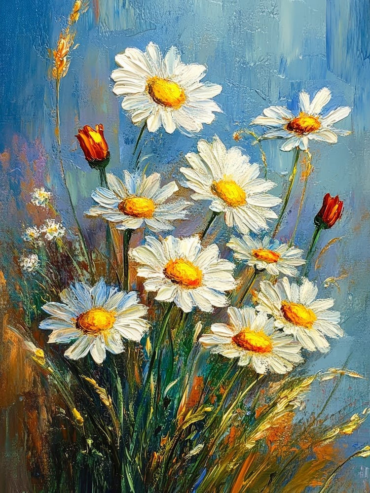 Oil Painting Daisy Flowers