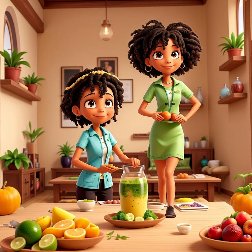 Two African American Girls In A Kitchen