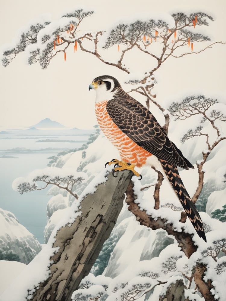 Winter Bird Painting Falcon 2