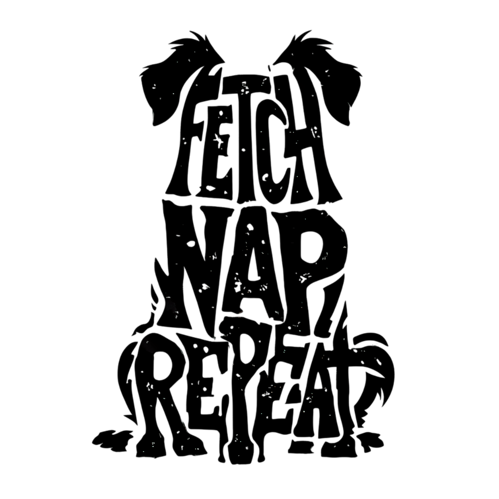 Fetch Nap Repeat Dog Silhouette Quote