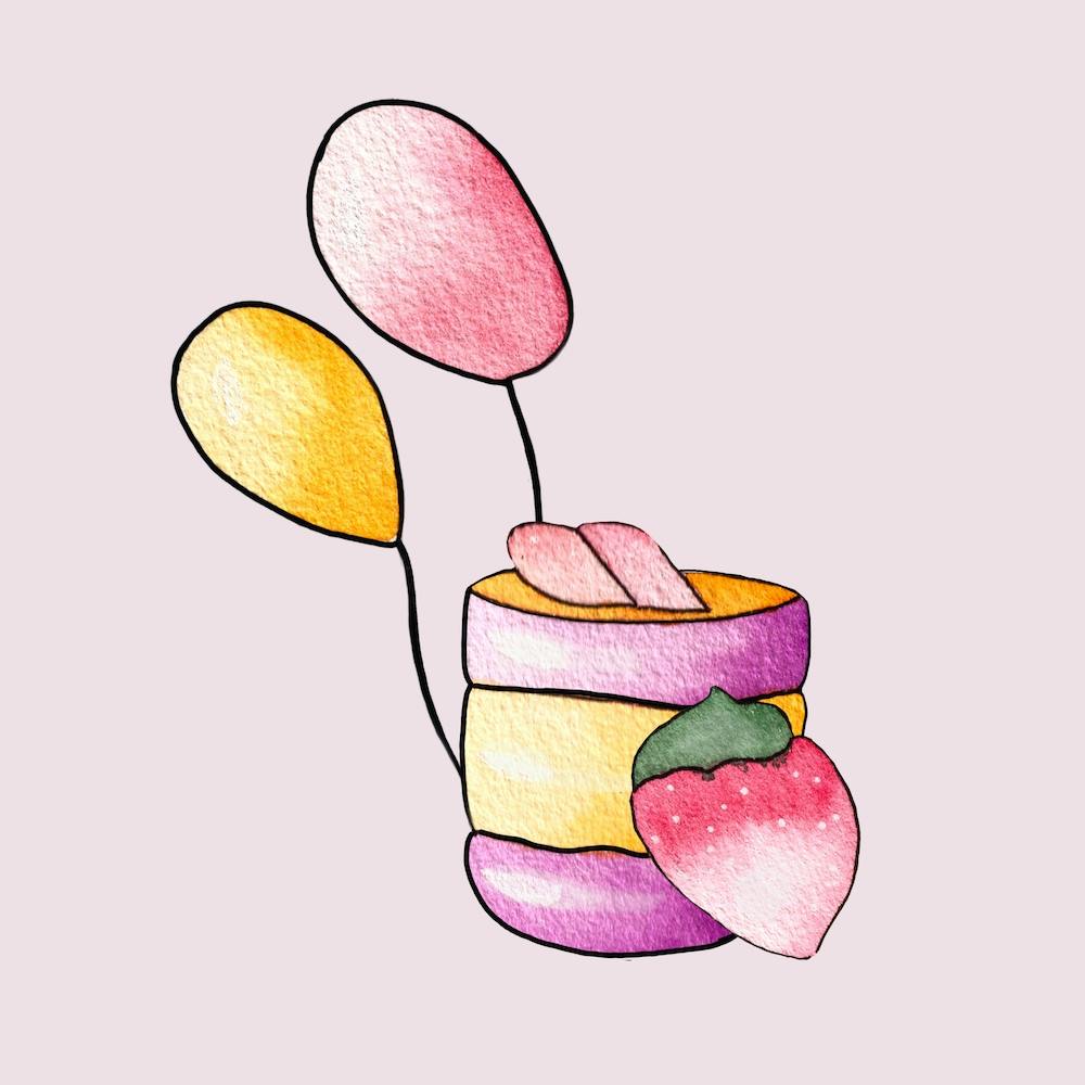 Strawberry Cupcake And Balloons Square