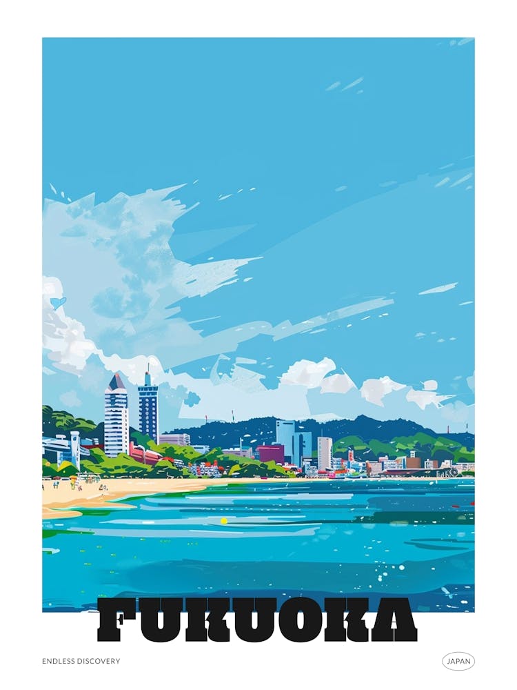 Fukuoka Japan 2 Colourful Travel Poster