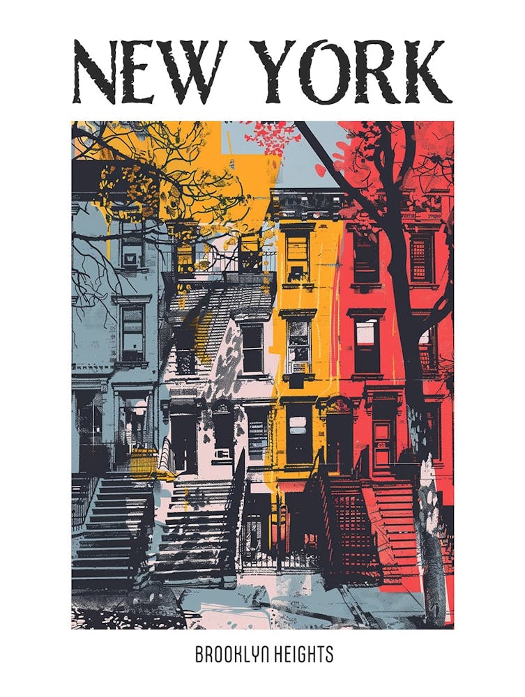 Brooklyn Heights New York Colourful Silkscreen Illustration 3 Poster