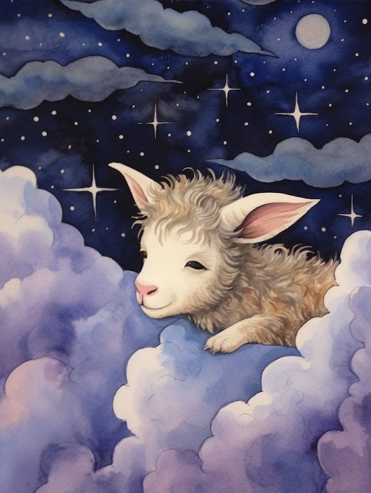 Baby Goat Sleeping In The Clouds