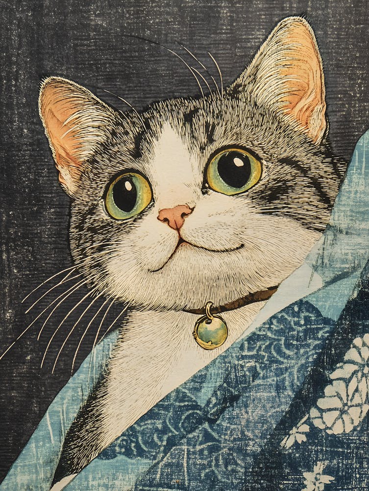 Cat In Kimono