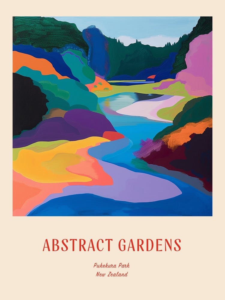 Colourful Gardens Pukekura Park New Zealand Red Poster