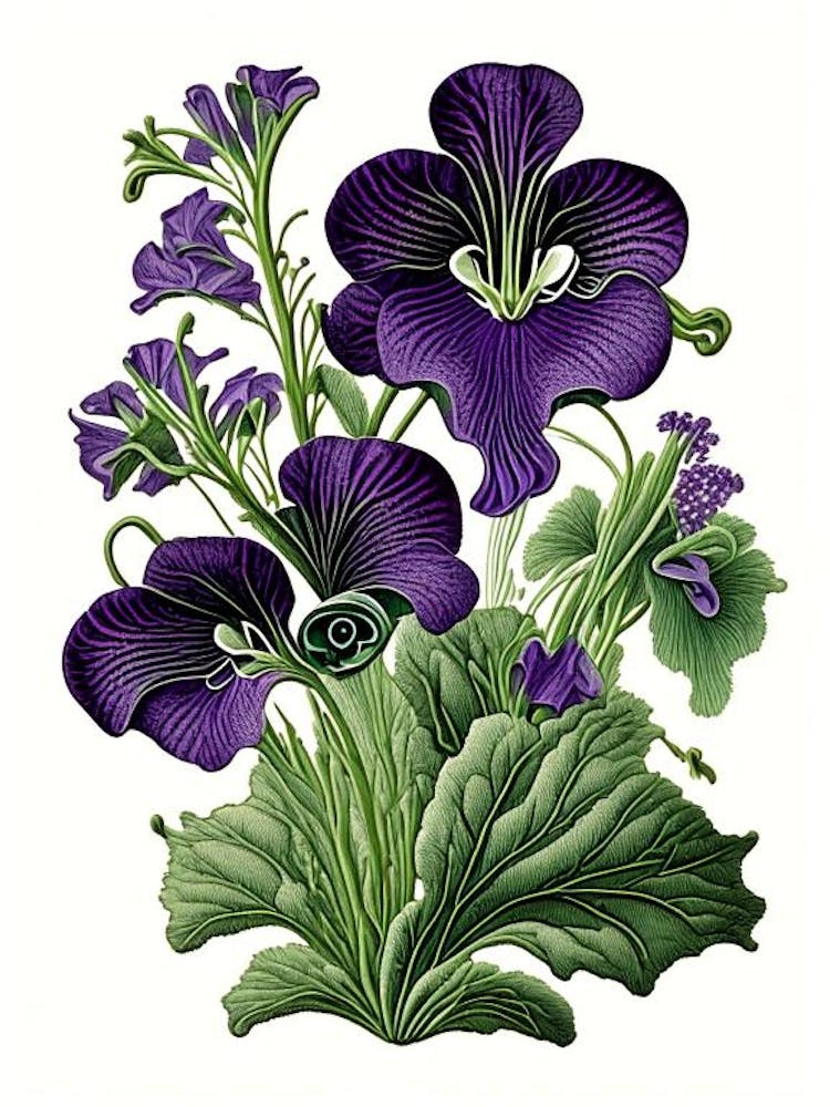 Violettes Fleurs Sauvages Botanique Vintage 1