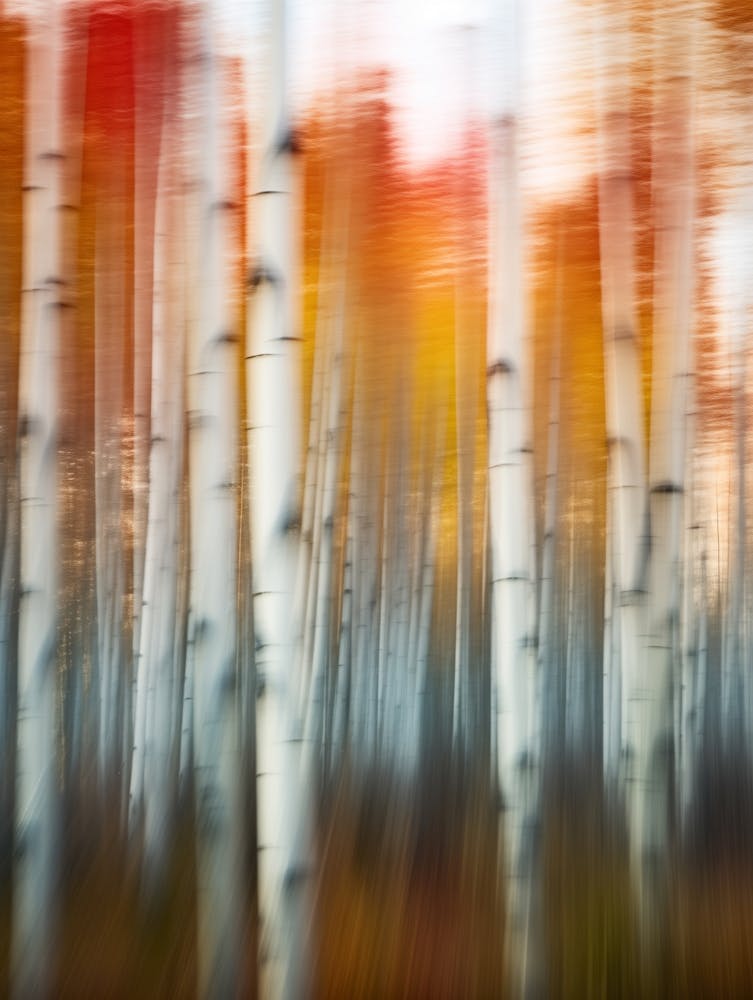 Herbst Birken Wald, Kamerabewegungs Fotografie Malerei, Bewegung Verwischt