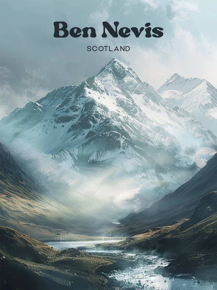 Ben Nevis Scotland Mountain Travel Illustration