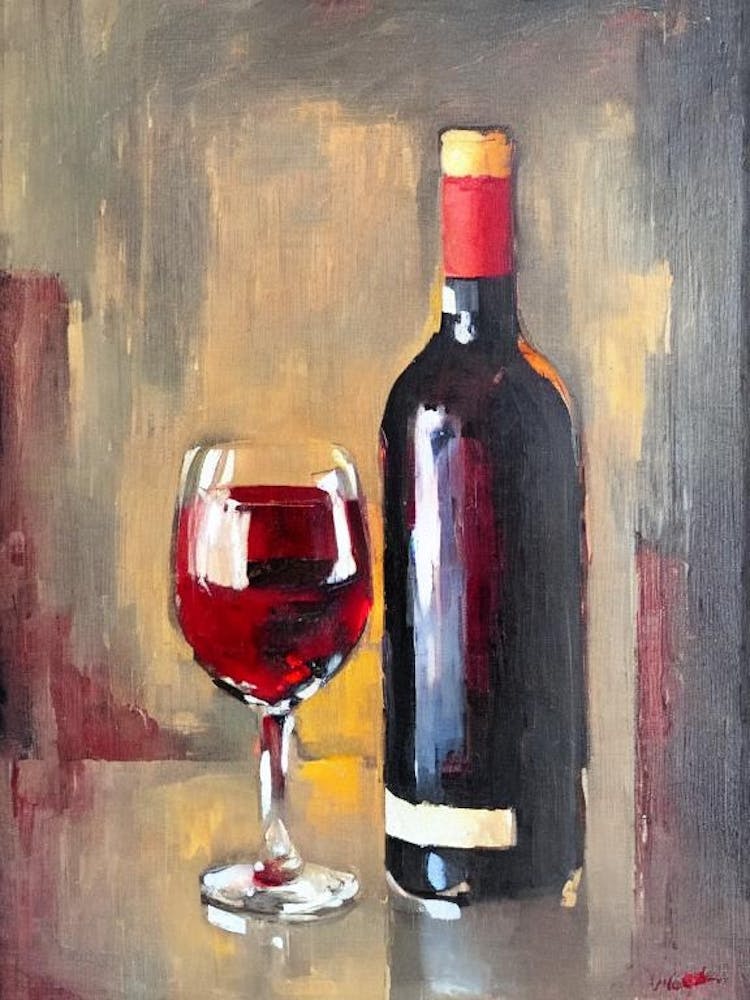 Merlot 1 Oil Painting Cocktail Poster
