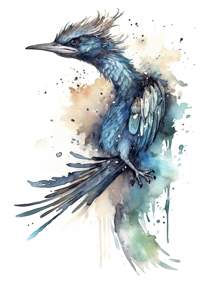 Microraptor Cute Dinosaur Watercolour 1