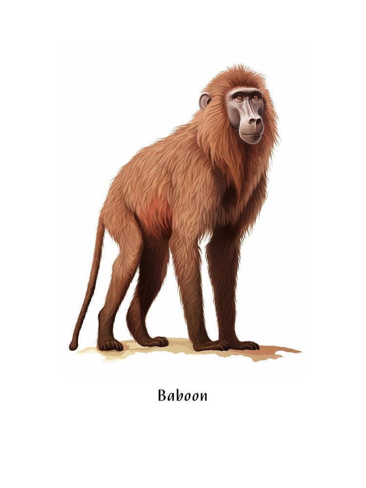 Baboon Kids Animal Poster