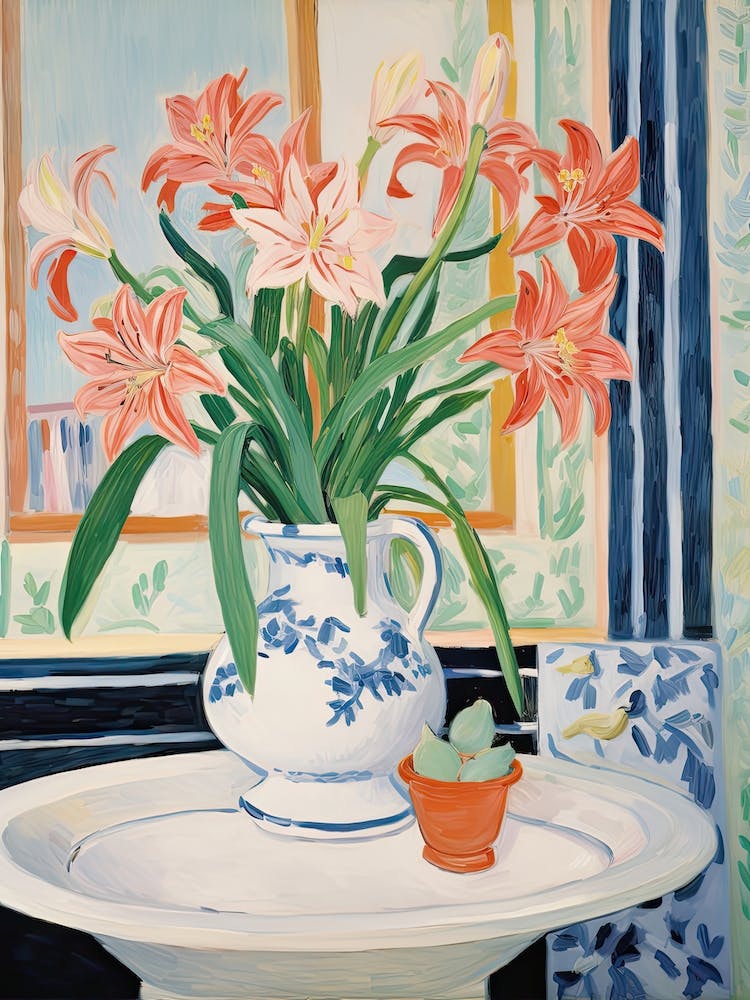 Bathroom Vanity Painting With A Lily Bouquet 1