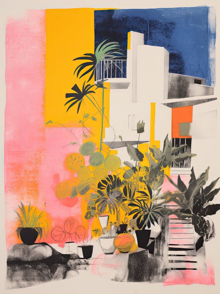 A House In Capri, Abstract Risograph Style 3