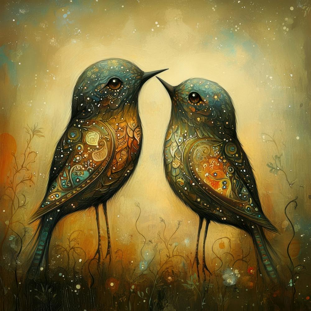 Two Birds Kissing