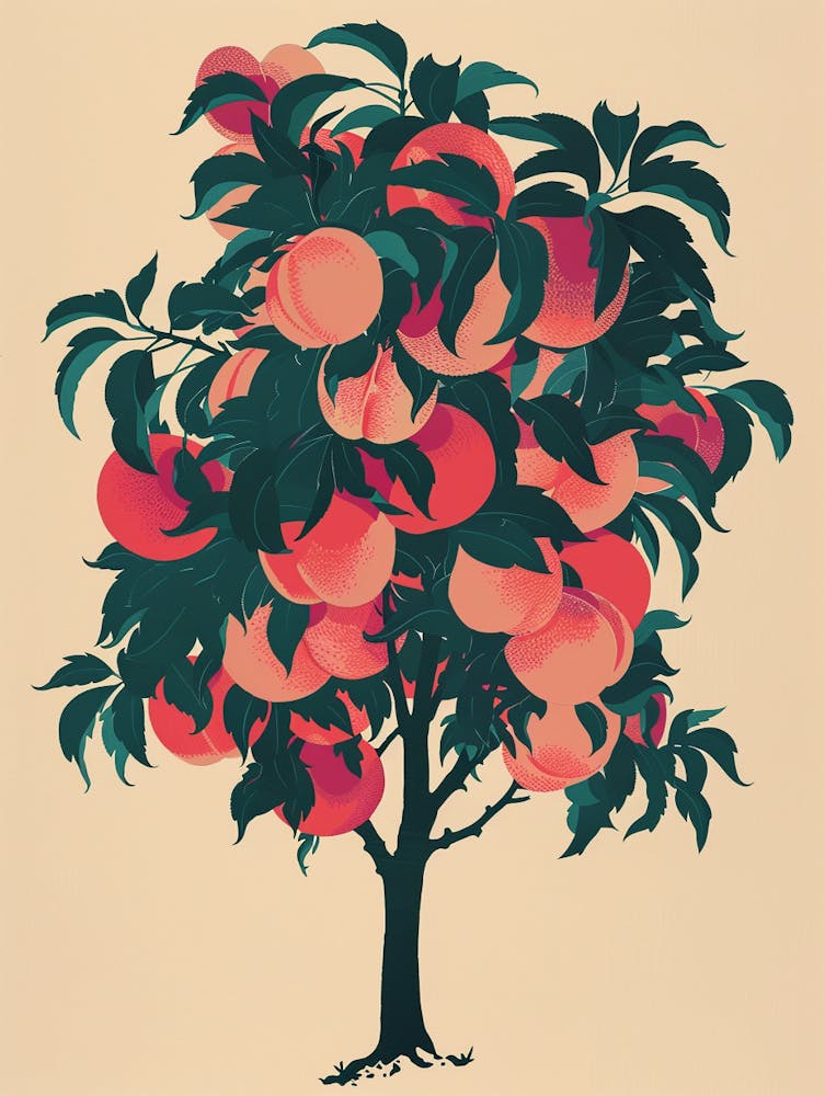 Peach Tree Colourful Illustration 4