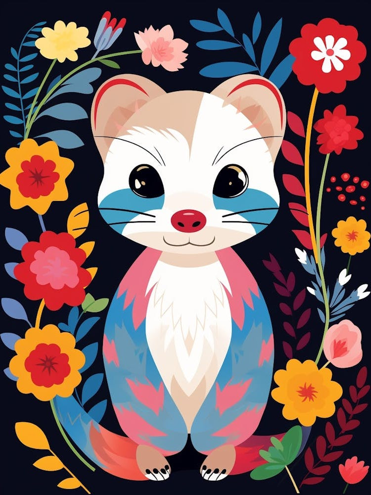 Baby Animal Illustration  Ferret 2