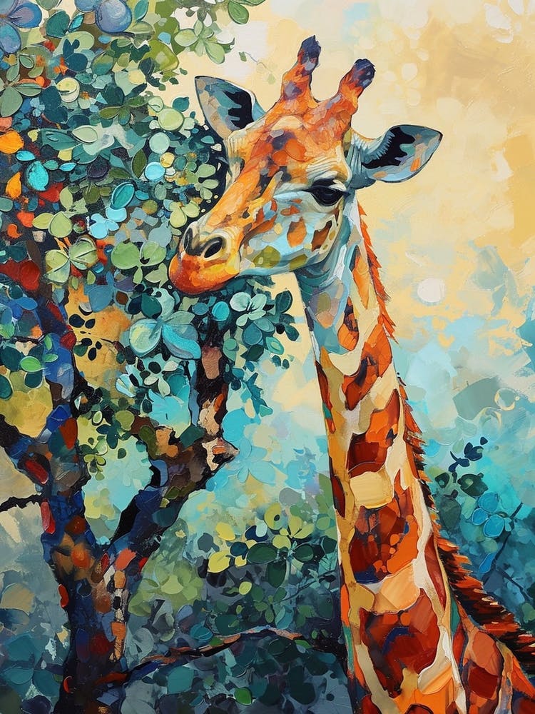 Giraffe In The Tree Branches 1