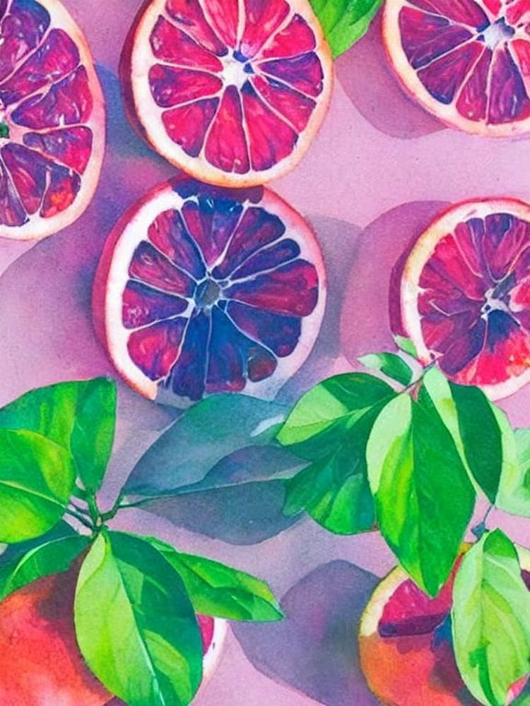 Blood Orange Risograph Retro Poster Fruit