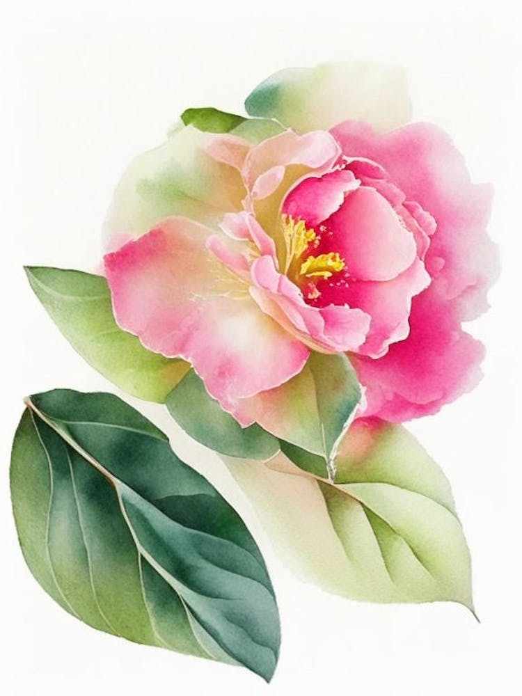 Camélia Fleur Sauvage Aquarelle 2