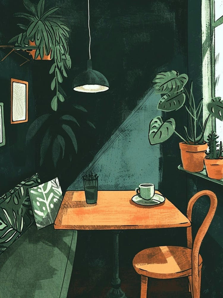Cozy Cafe Corner Illustration 1