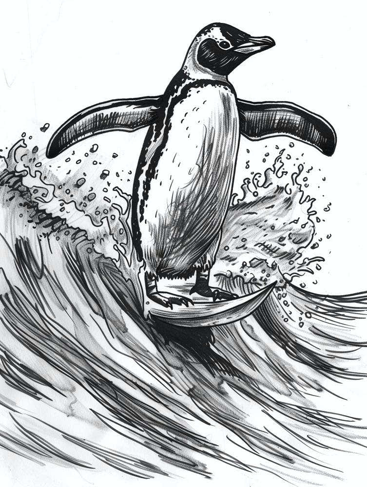 King Penguin Surfing Waves 2