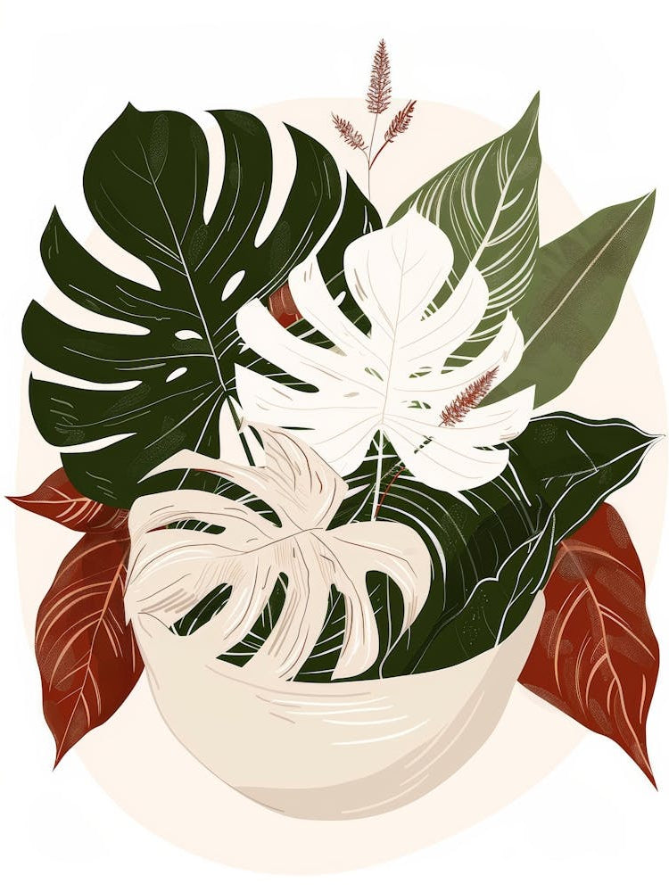 Tropical Leaves In A Bowl