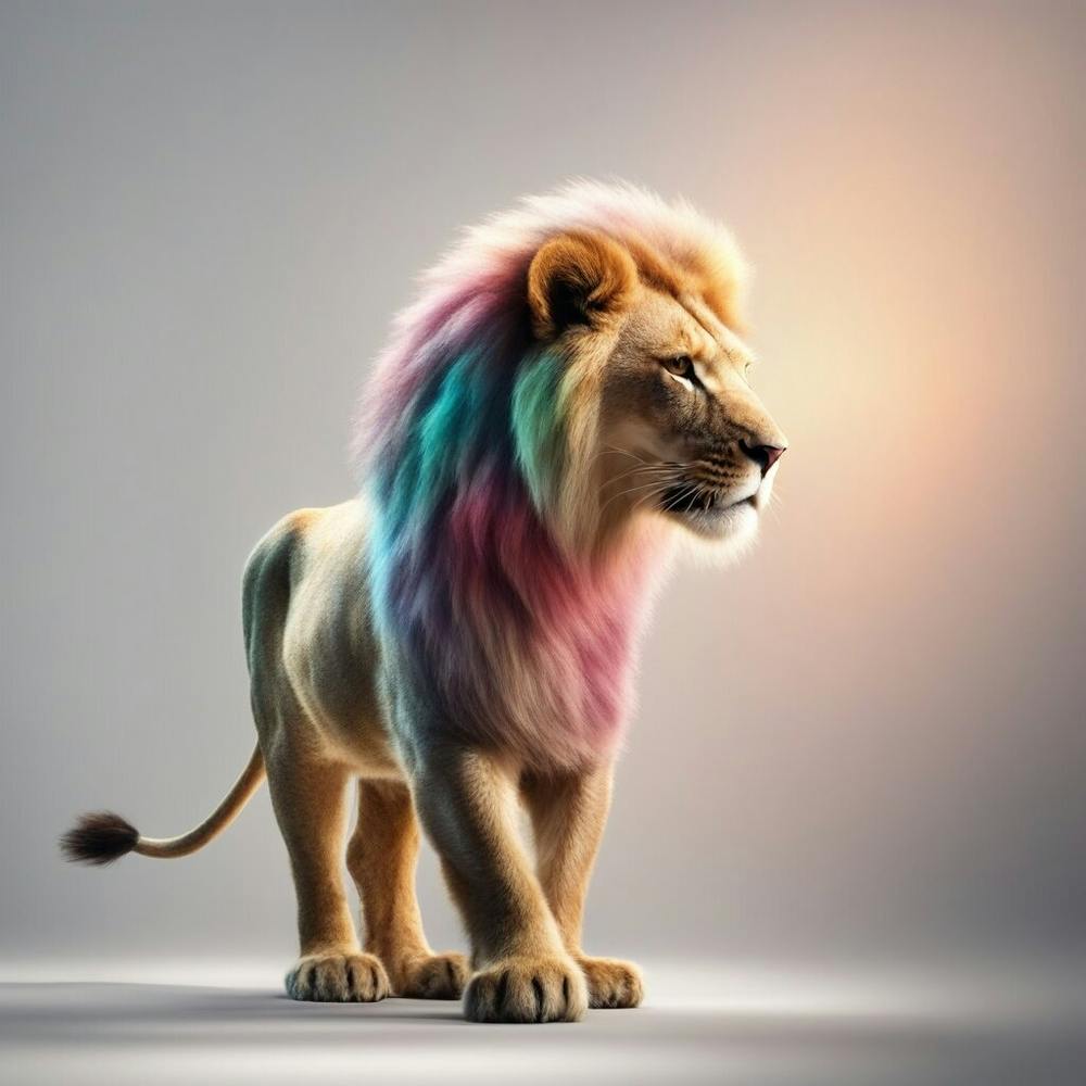 Lion With Rainbow Mane